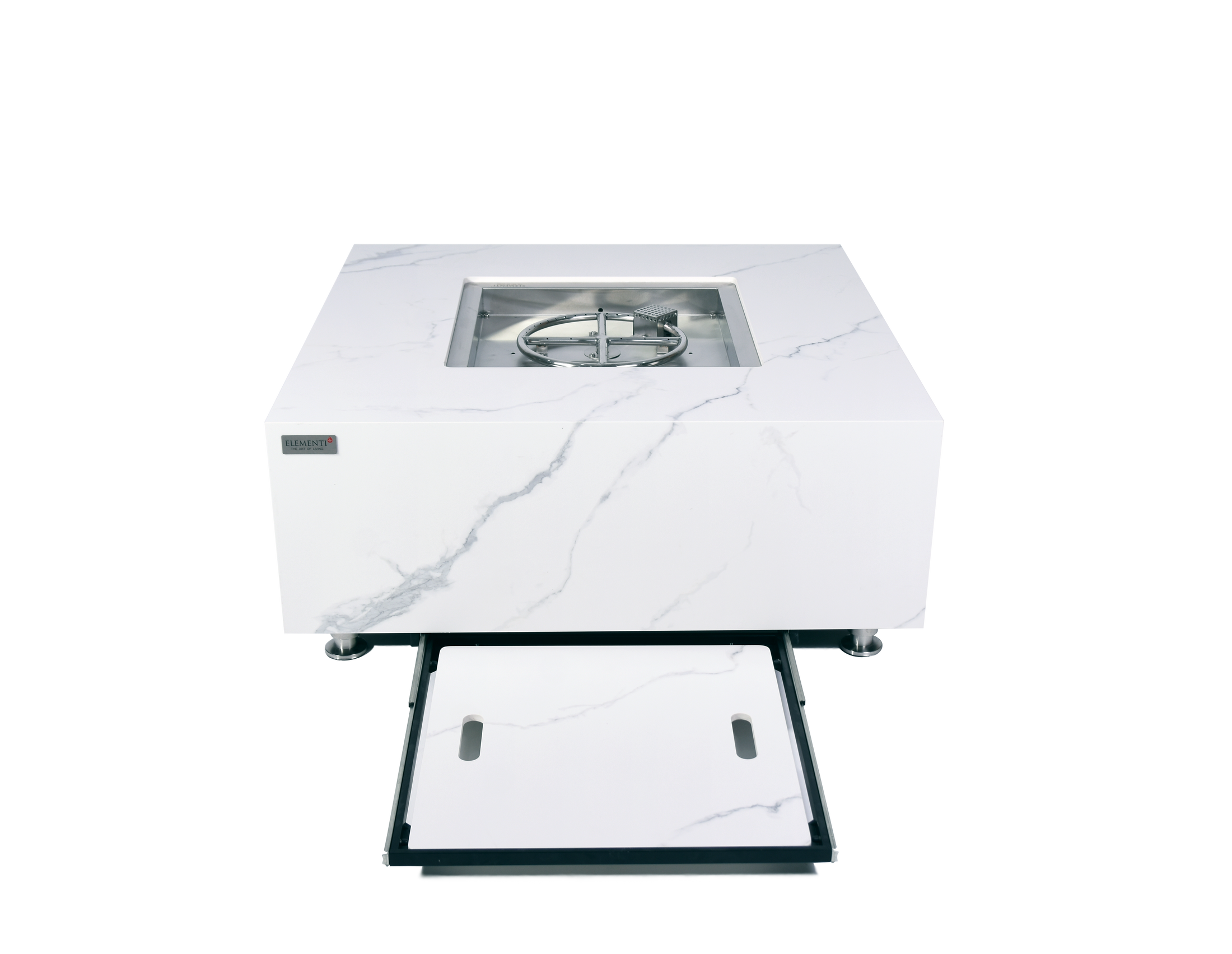 Bianco 40” Marble Porcelain Fire Table - Bianco White