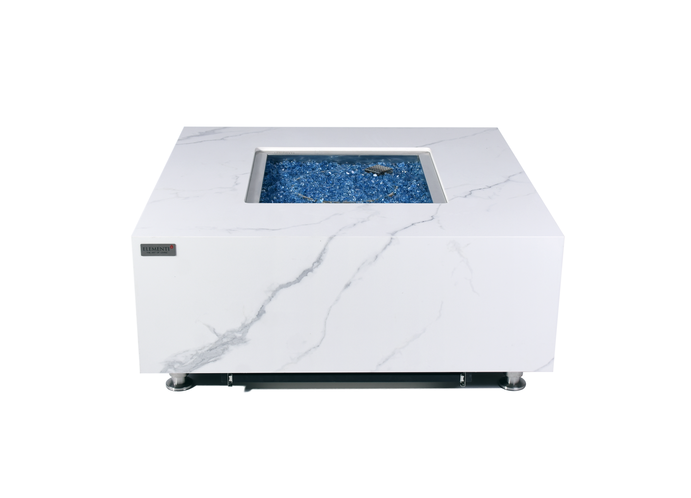 Bianco 40” Marble Porcelain Fire Table - Bianco White