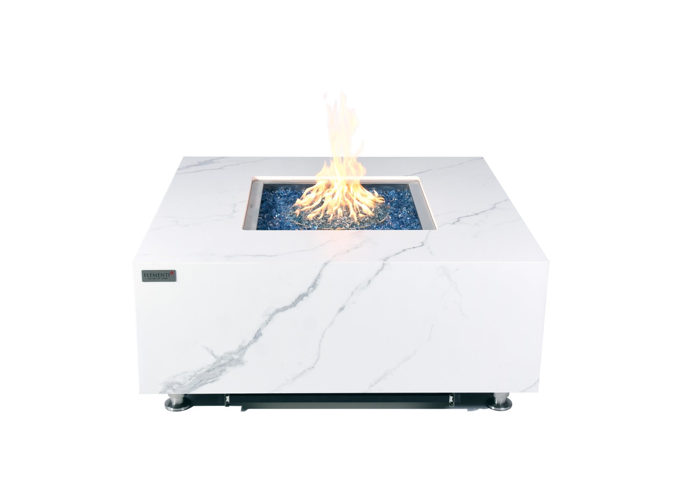Bianco 40” Marble Porcelain Fire Table - Bianco White