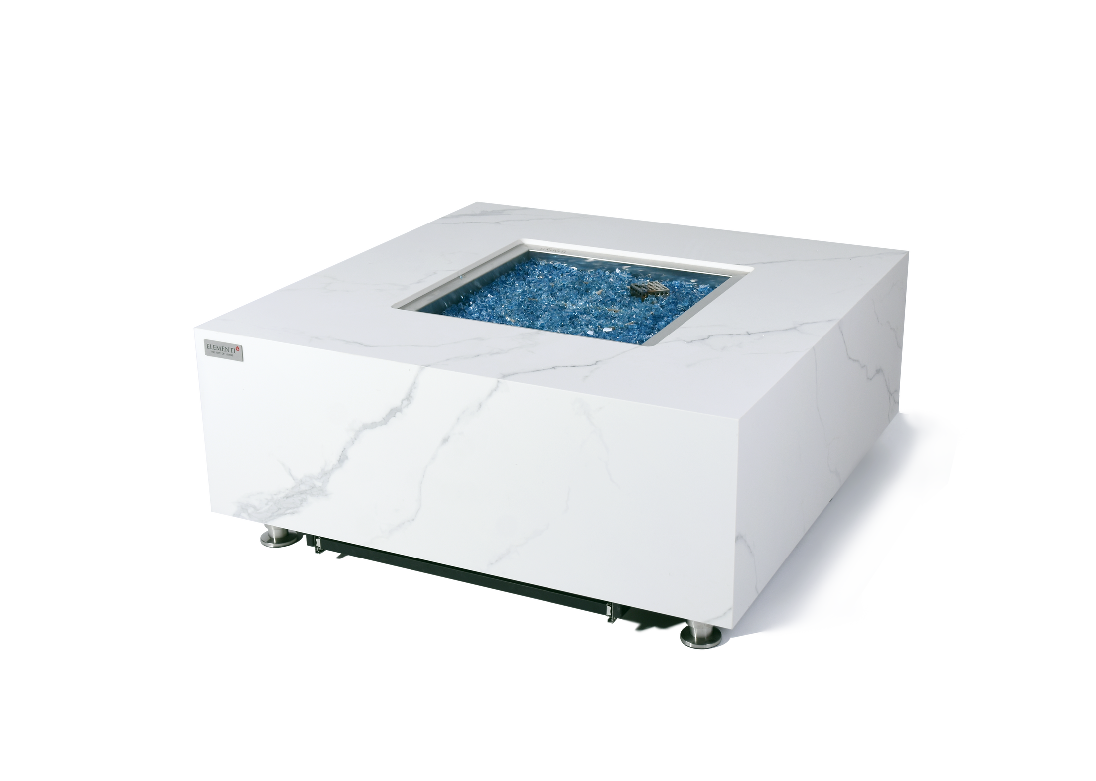 Bianco 40” Marble Porcelain Fire Table - Bianco White