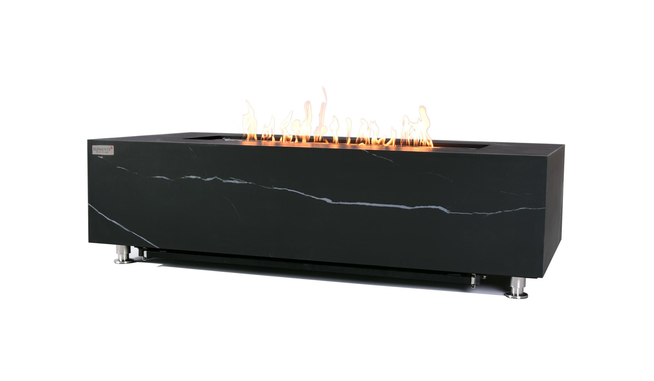 Varna 60” Marble Porcelain Fire Table - Bulgaria Black