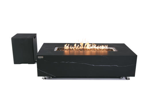 Varna 60” Marble Porcelain Fire Table - Bulgaria Black