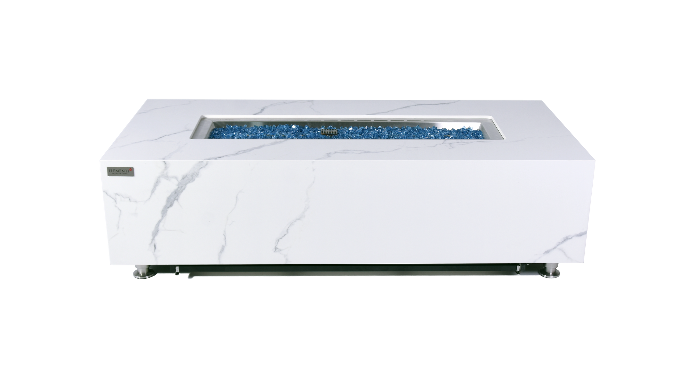 Carrara 60” Marble Porcelain Fire Table - Bianco White