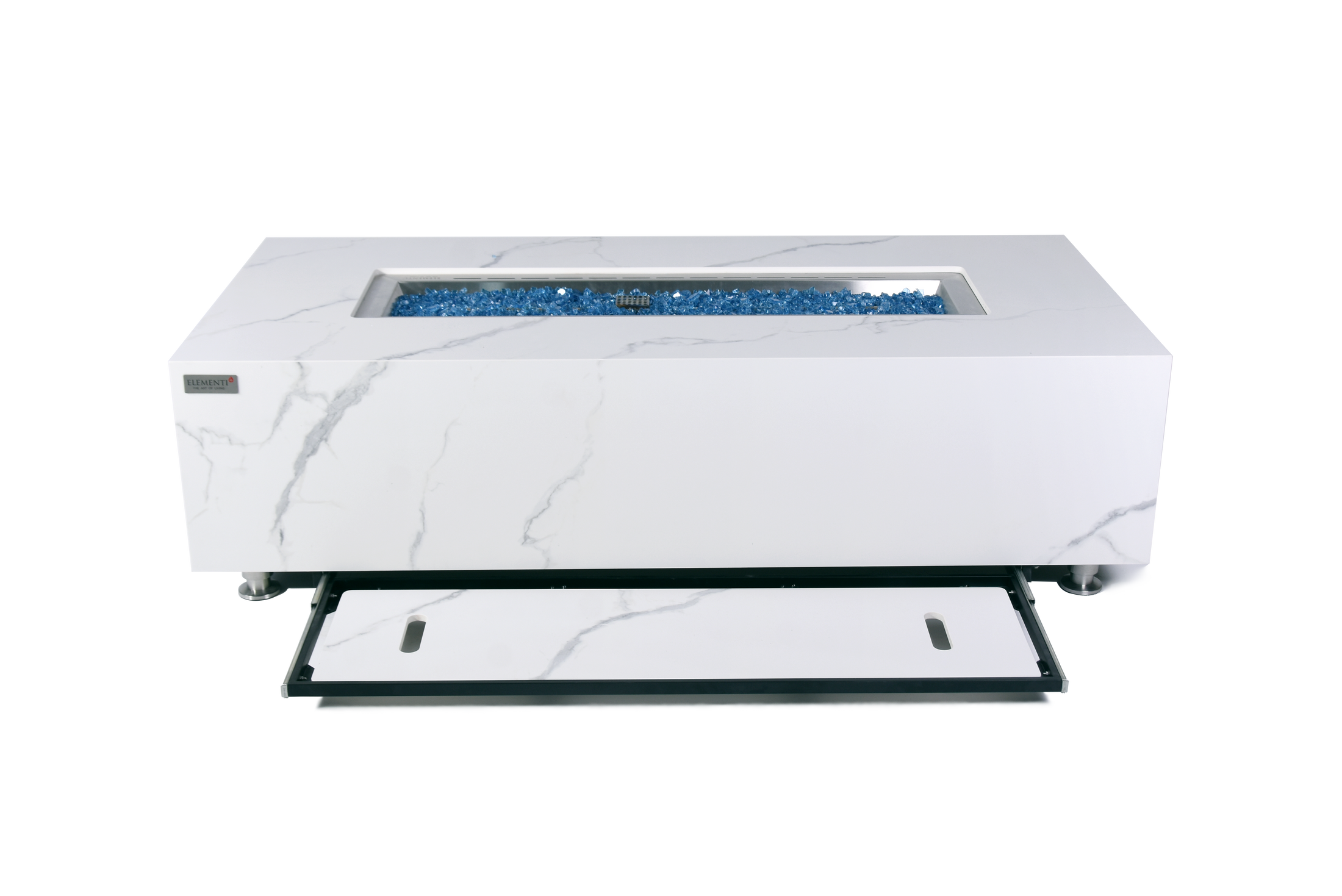 Carrara 60” Marble Porcelain Fire Table - Bianco White