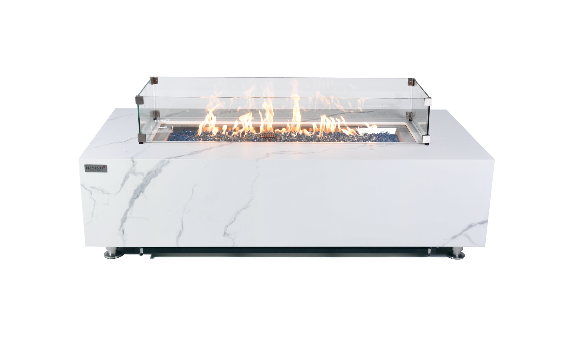 Carrara 60” Marble Porcelain Fire Table - Bianco White