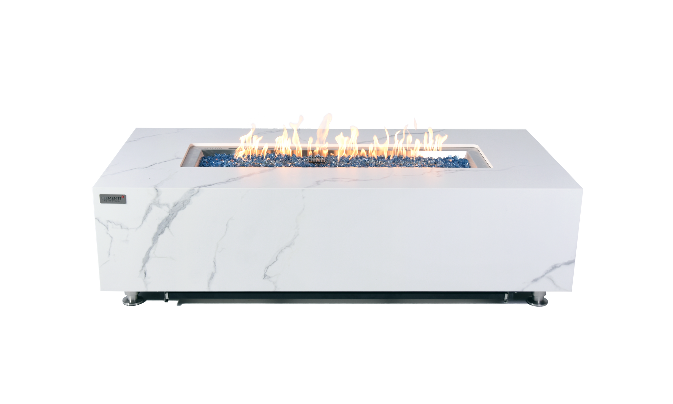 Carrara 60” Marble Porcelain Fire Table - Bianco White