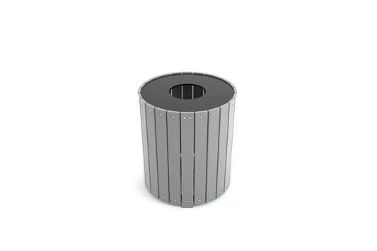 Standard 32 Gallon Round Recycled Receptacle with HDPE Plastic Lid | Outdoor Site Furniture for Parks and Recreation Areas | PB32R