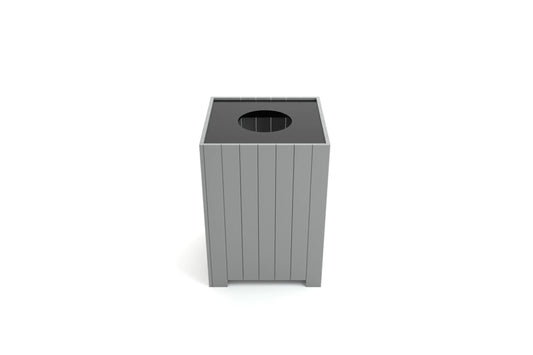 Standard 32 Gallon Squared Recycled Receptacle with HDPE Plastic Lid | Outdoor Site Furniture for Parks and Recreation Areas | PB32S