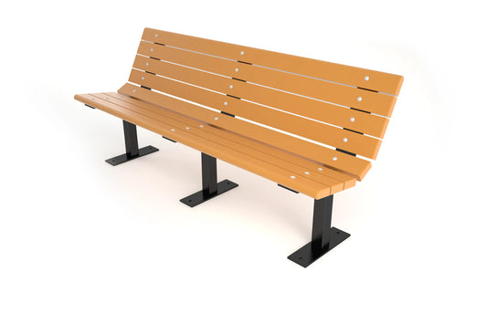 6' Cedar Recycled Plastic Bench with Back, Surface Mount | Outdoor Site Furniture for Parks and Recreation Areas | PB_6CEDBFCON
