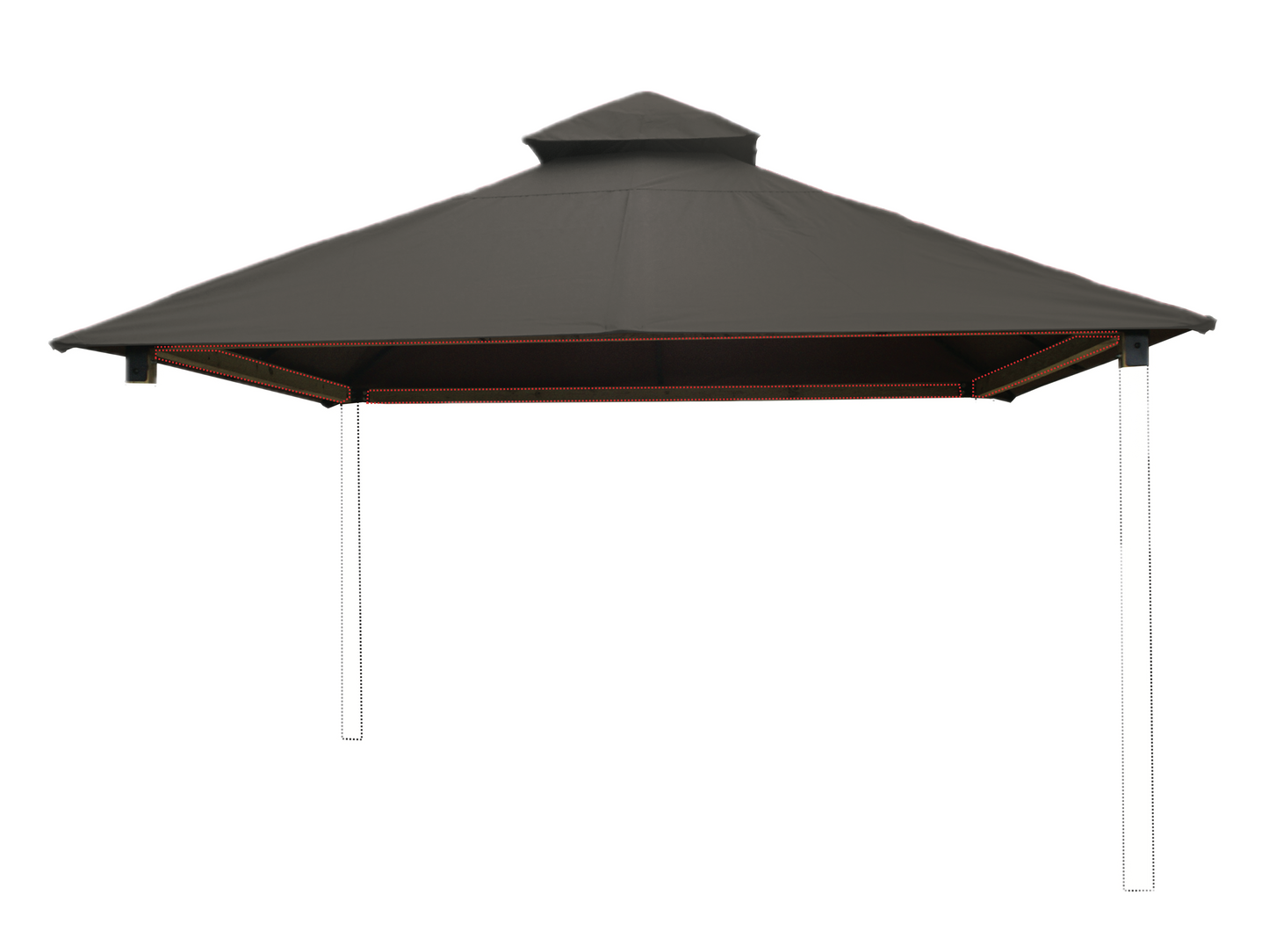 12 ft. sq. ACACIA Gazebo Roof Framing and Mounting Kit With Taupe OutDURA Canopy