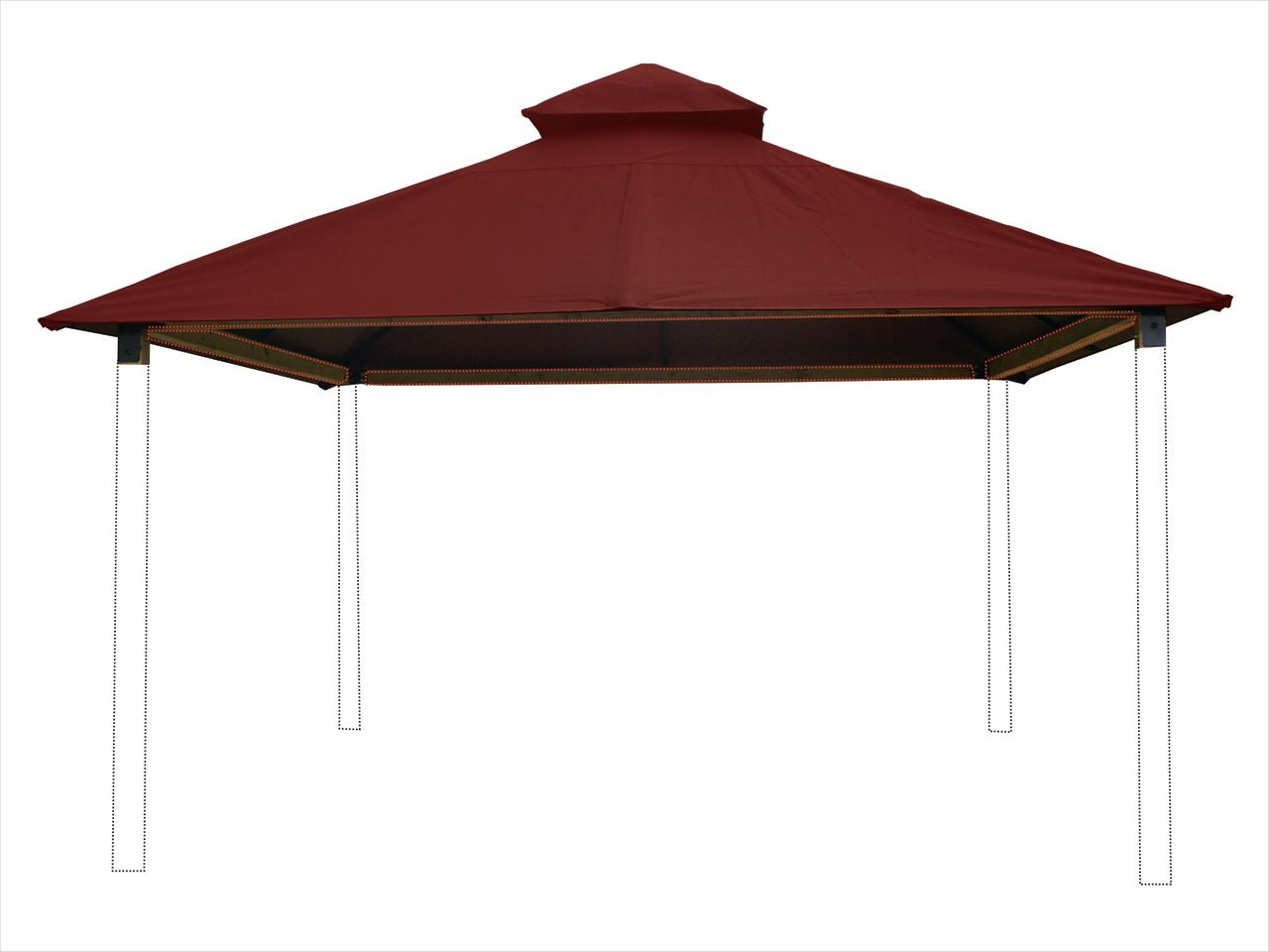 12 ft. sq. ACACIA Gazebo Roof Framing and Mounting Kit With Terracota OutDURA Canopy