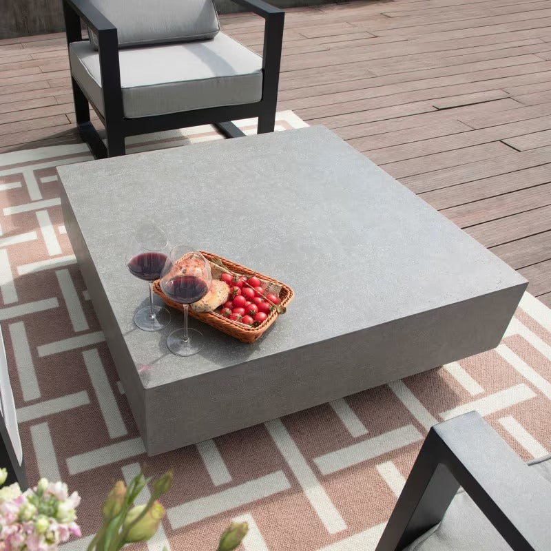 Tevere 40-inch Square Coffee Table in Space Gray GFRC finish