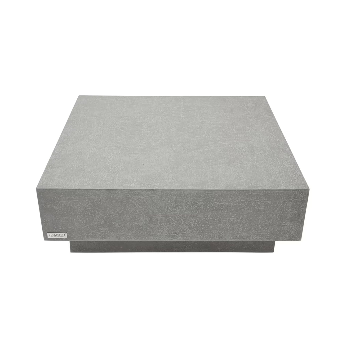Tevere 40-inch Square Coffee Table in Space Gray GFRC finish modern travertine texture