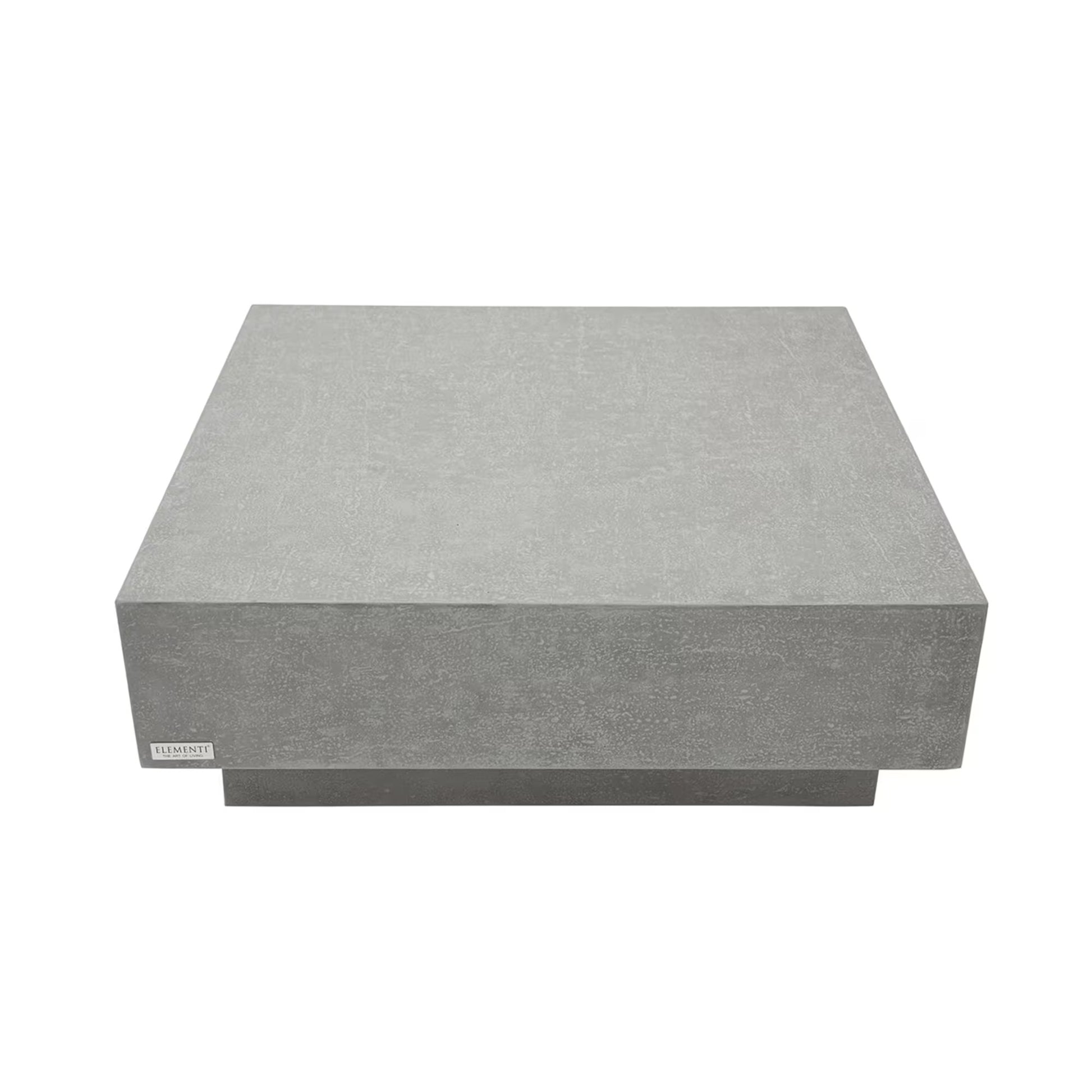 Tevere 40-inch Square Coffee Table in Space Gray GFRC finish modern travertine texture