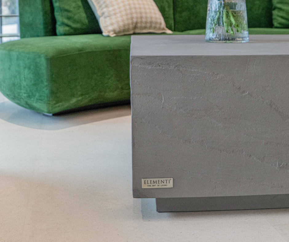 Colorado 33.9" Square Concrete Coffee Table Medium- SLATE BLACK By Elementi Home