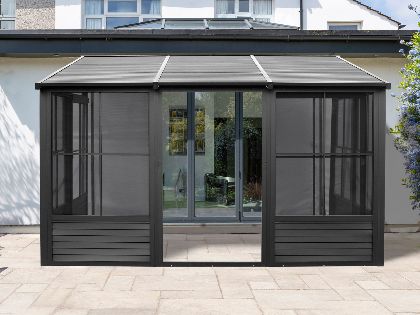 Gazebo Penguin Florence Add-A-Room with Metal Roof 8 Ft. x 12 Ft. in Black