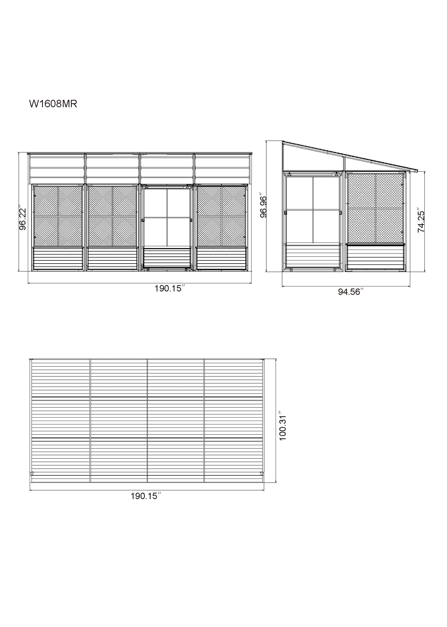 Gazebo Penguin Florence Add-A-Room with Metal Roof 8 Ft. x 16 Ft. in Black