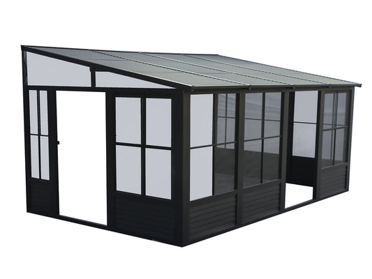 Gazebo Penguin Florence Add-A-Room with Metal Roof 10 Ft. x 16 Ft. in Black