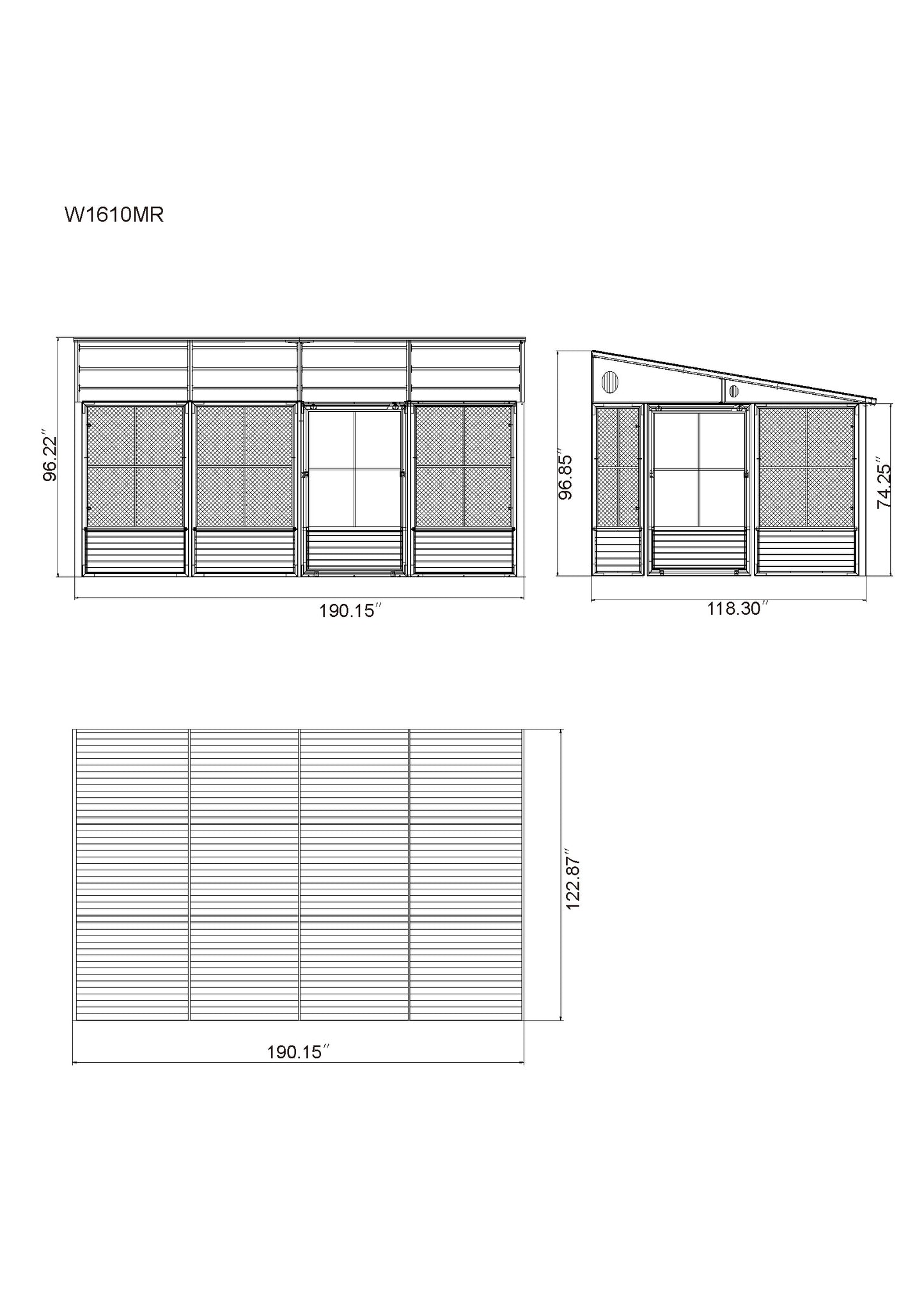 Gazebo Penguin Florence Add-A-Room with Metal Roof 10 Ft. x 16 Ft. in Black