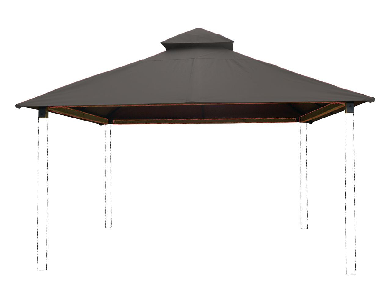 12 ft. sq. ACACIA Gazebo Roof Framing and Mounting Kit With Taupe OutDURA Canopy