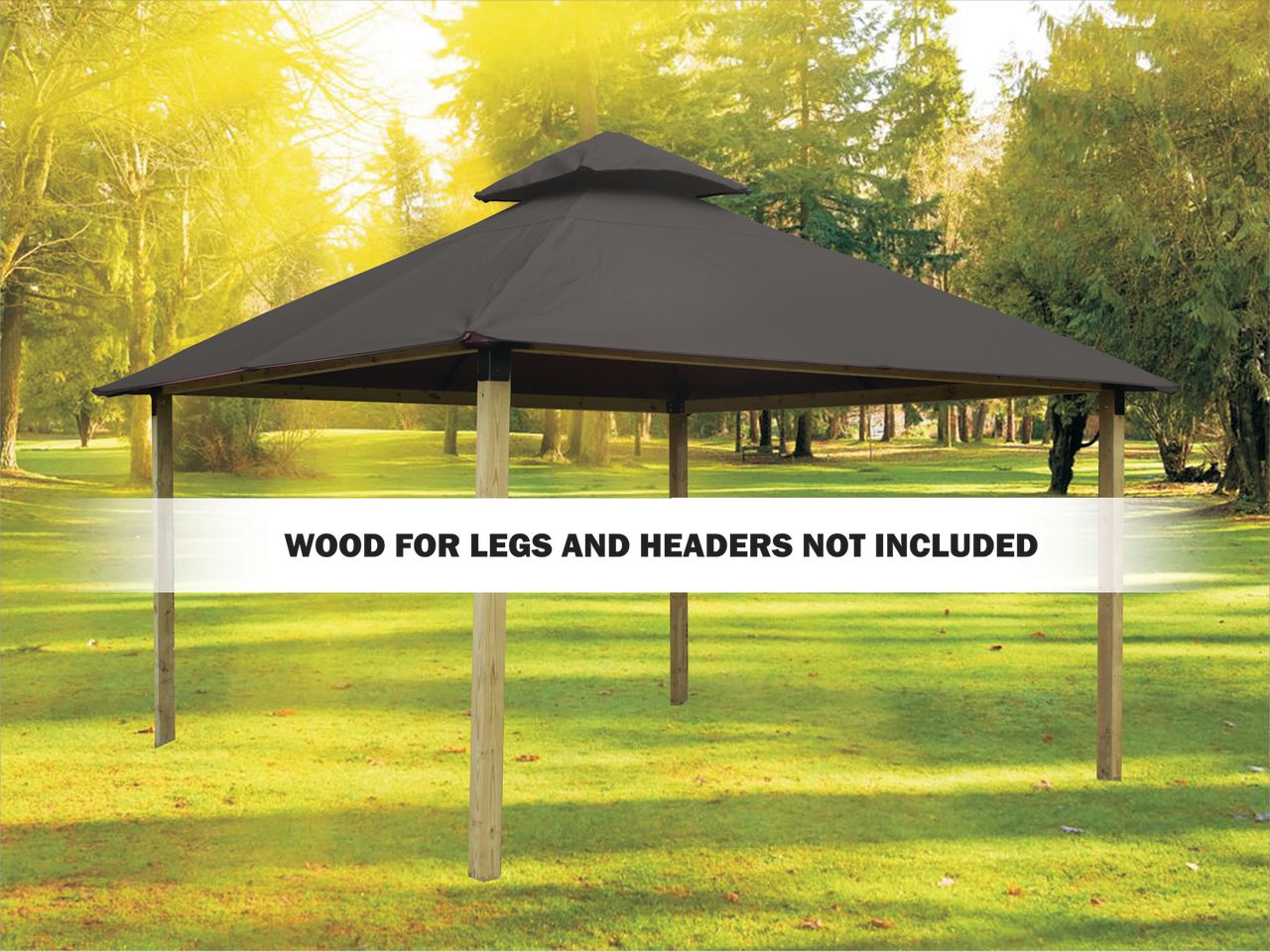 12 ft. sq. ACACIA Gazebo Roof Framing and Mounting Kit With Taupe OutDURA Canopy