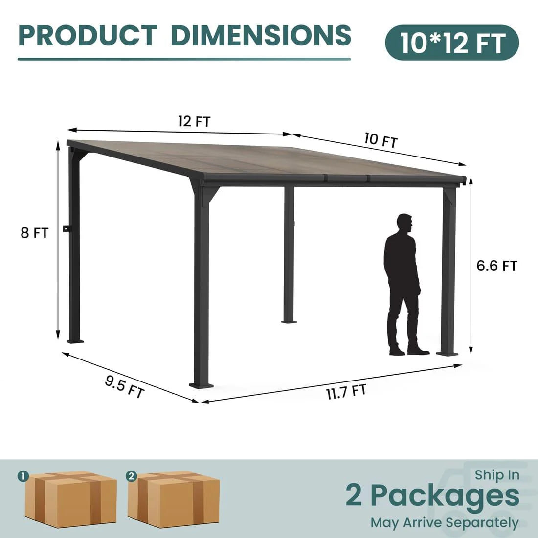 Pamapic Aluminum Hardtop Gazebo 10'X12'