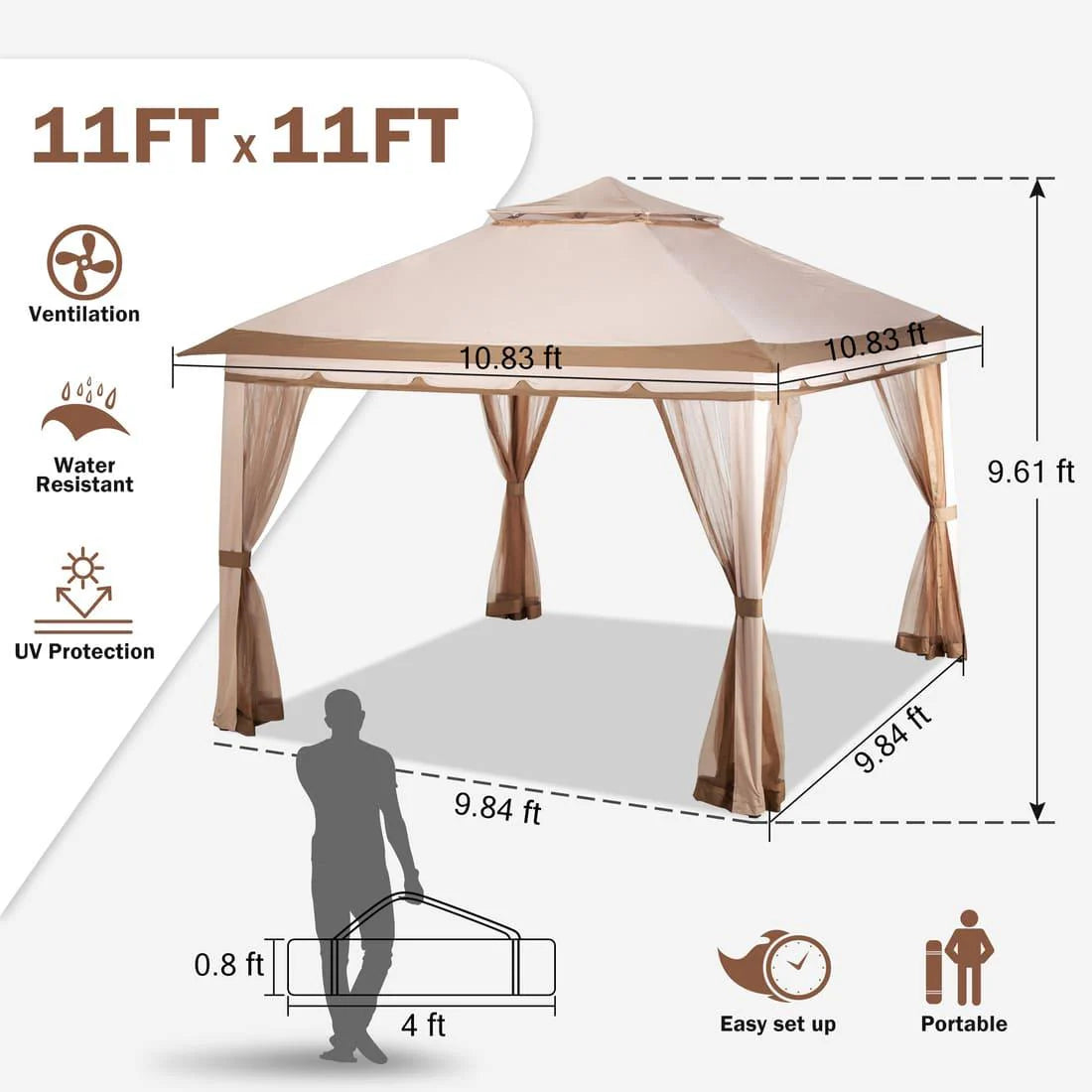 Pamapic Pop-Up Gazebo with Mosquito Net