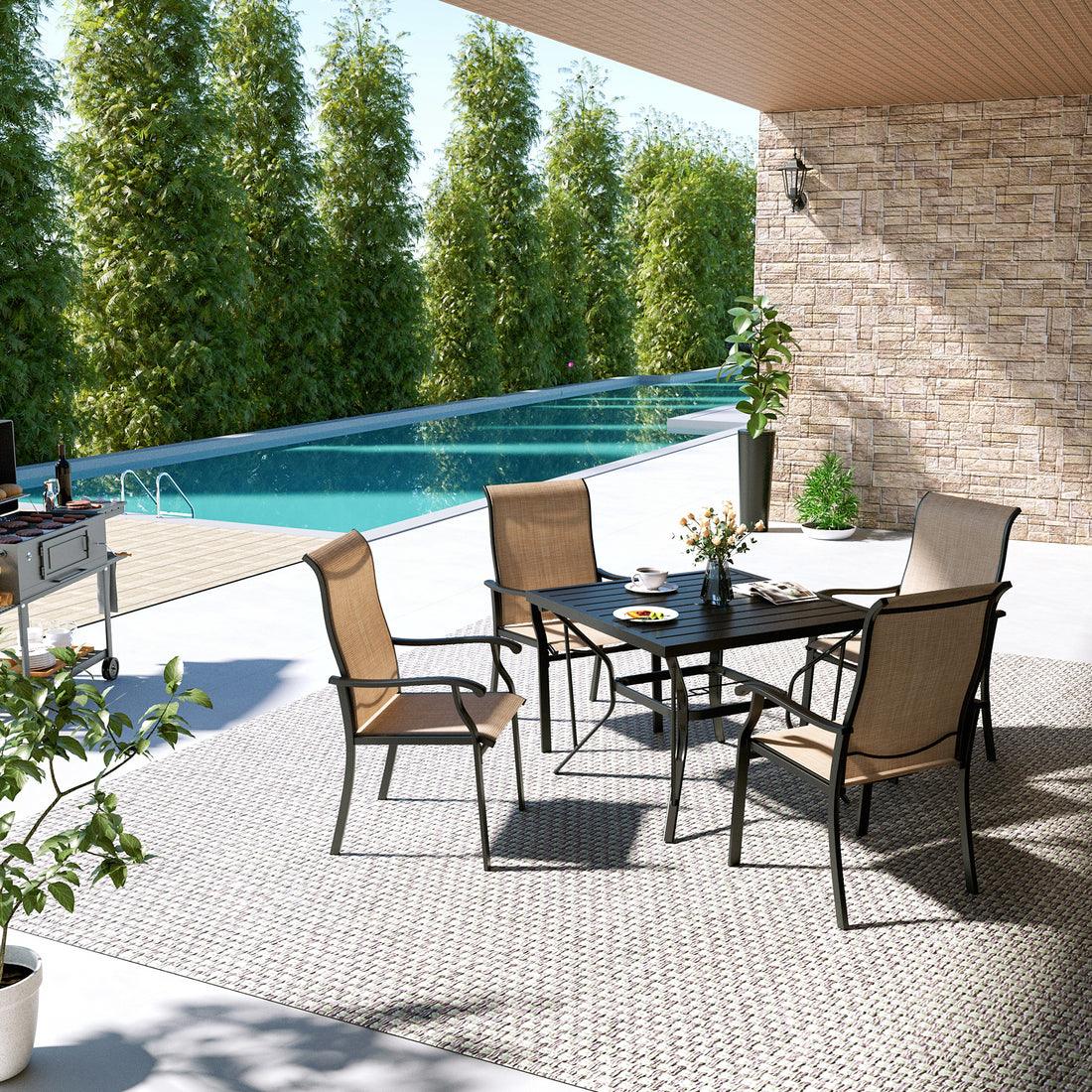 Pamapic 5-Piece Textilene Dining Table Set