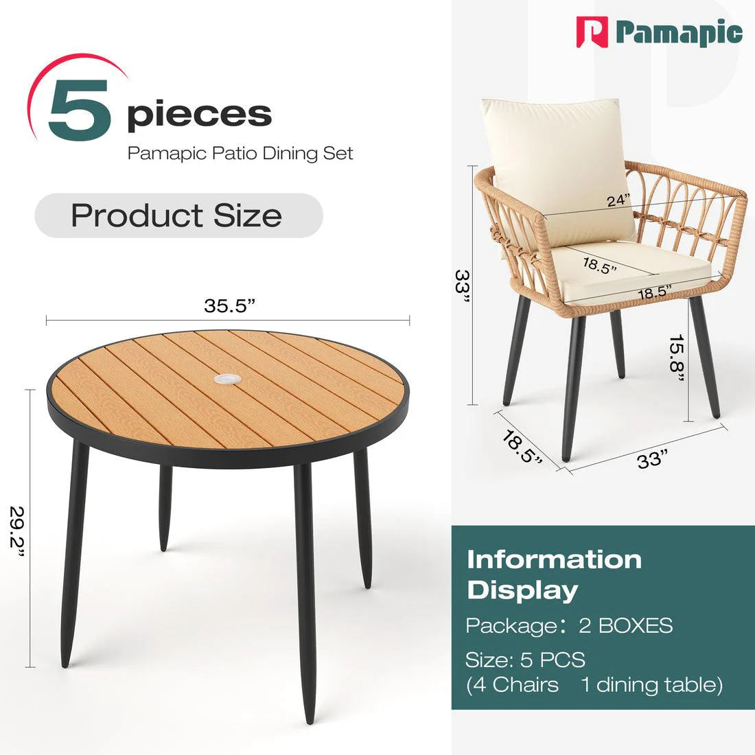 Pamapic Round Outdoor Dining Set
