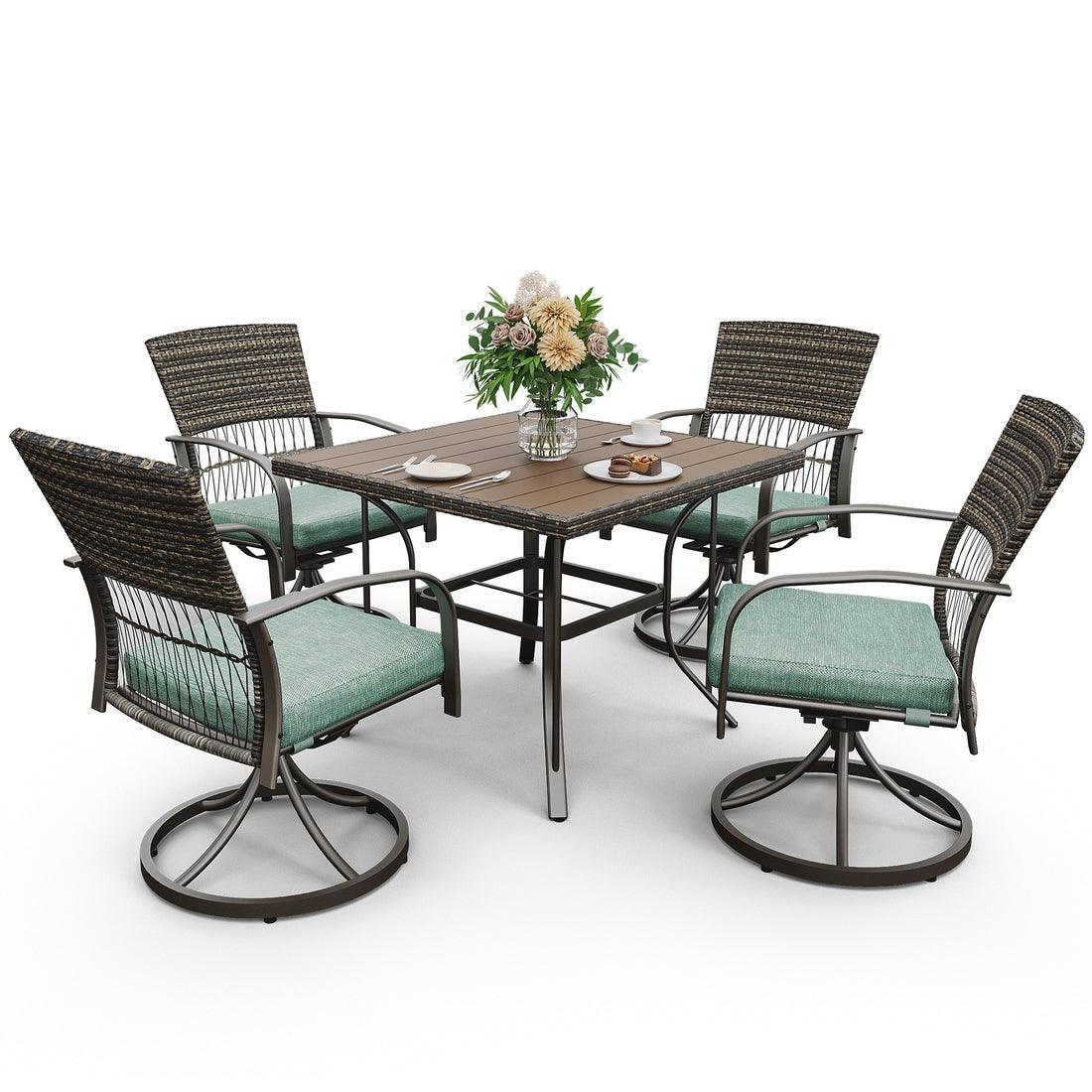 Pamapic Outdoor Dining Table with 4 Swivel Chairs (5 Pieces)