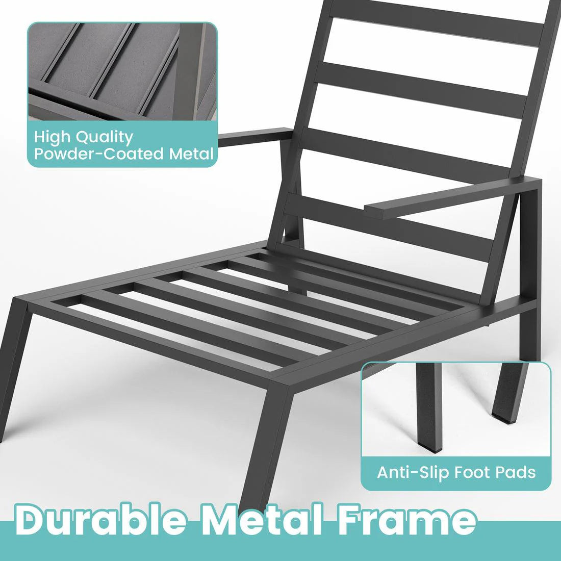 Pamapic 5-Piece Outdoor Metal Patio Chair Set with Ottoman