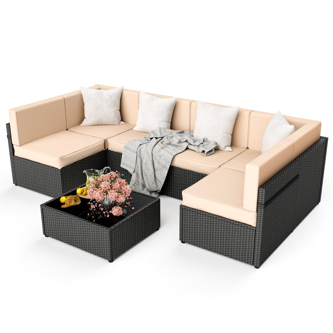 Pamapic 7-Piece Outdoor Sectional Sofa Set