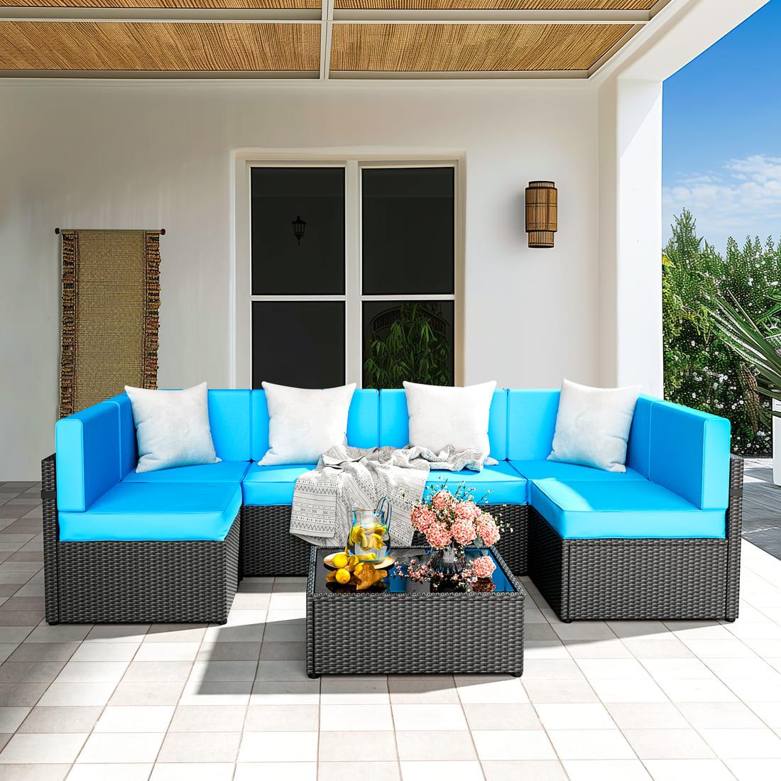 Pamapic 7-Piece Outdoor Sectional Sofa Set