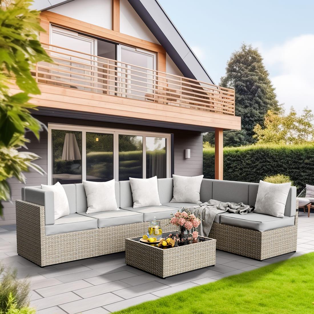 Pamapic 7-Piece Outdoor Sectional Sofa Set