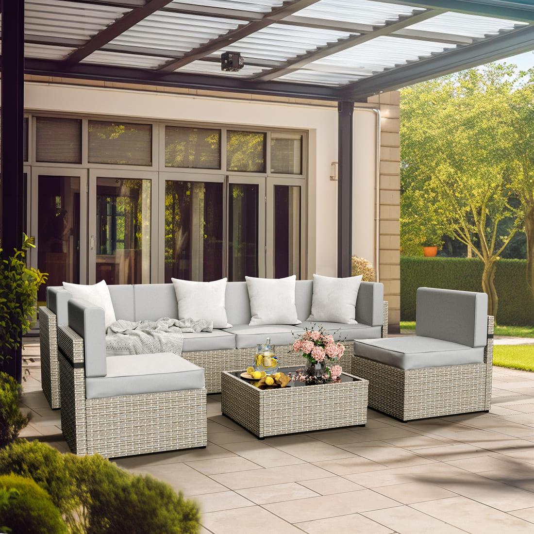 Pamapic 7-Piece Outdoor Sectional Sofa Set