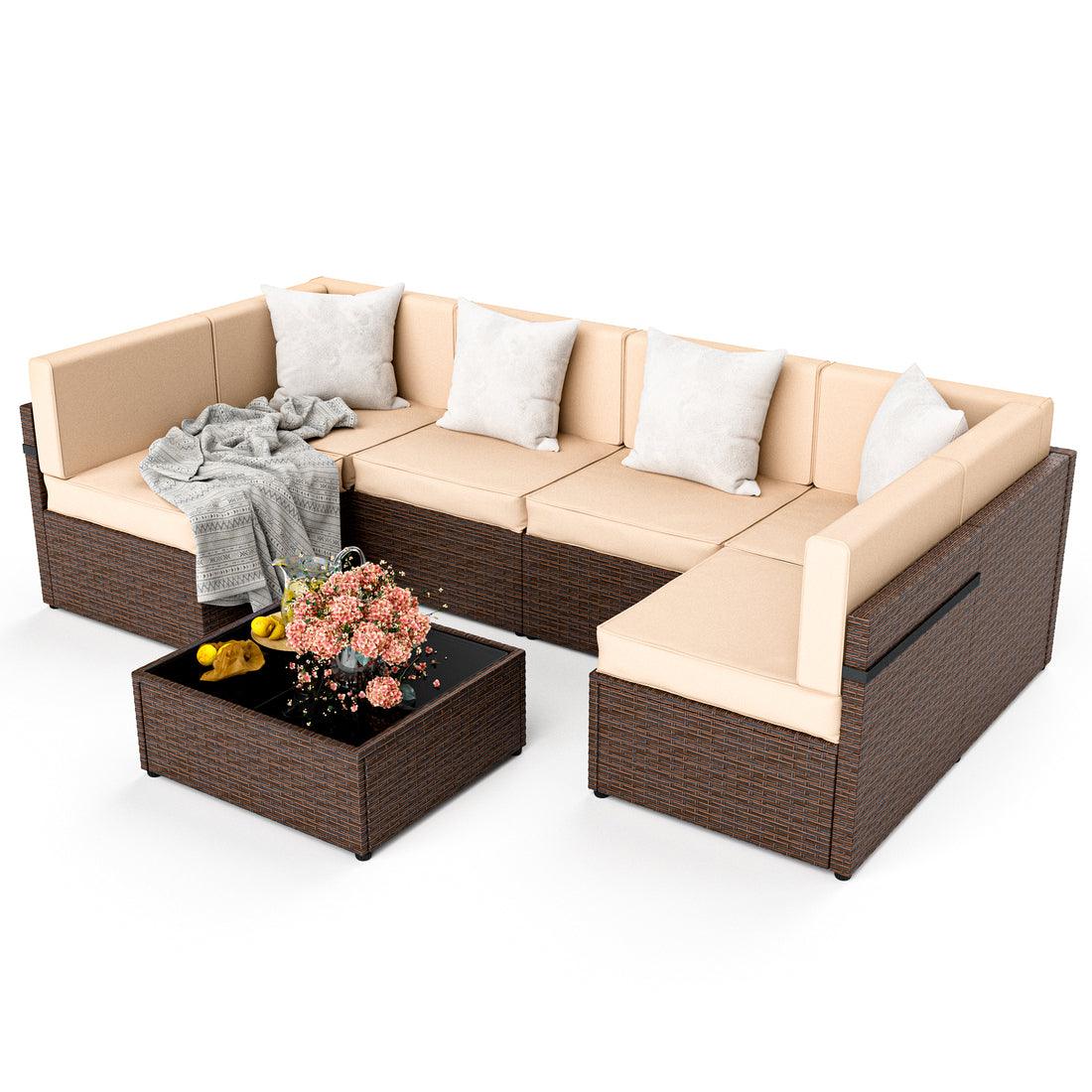 Pamapic 7-Piece Outdoor Sectional Sofa Set