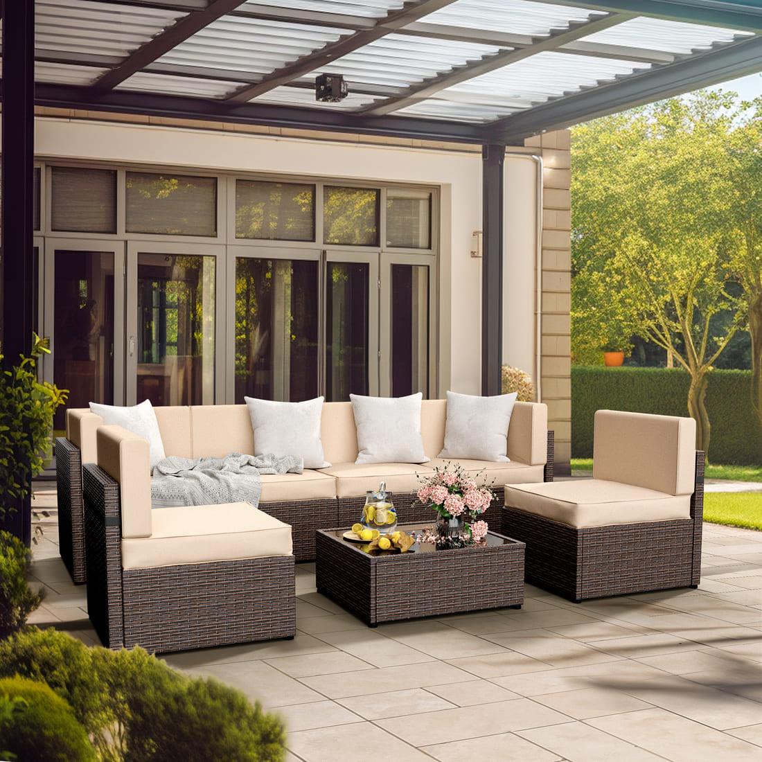 Pamapic 7-Piece Outdoor Sectional Sofa Set