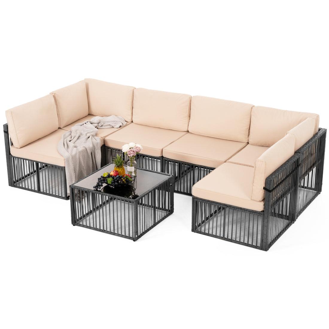 Pamapic 7 Piece Wicker Outdoor Sectional Sofa