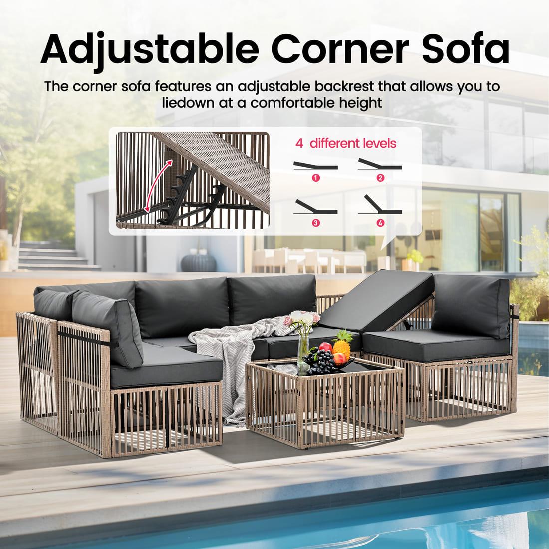 Pamapic 7 Piece Wicker Outdoor Sectional Sofa