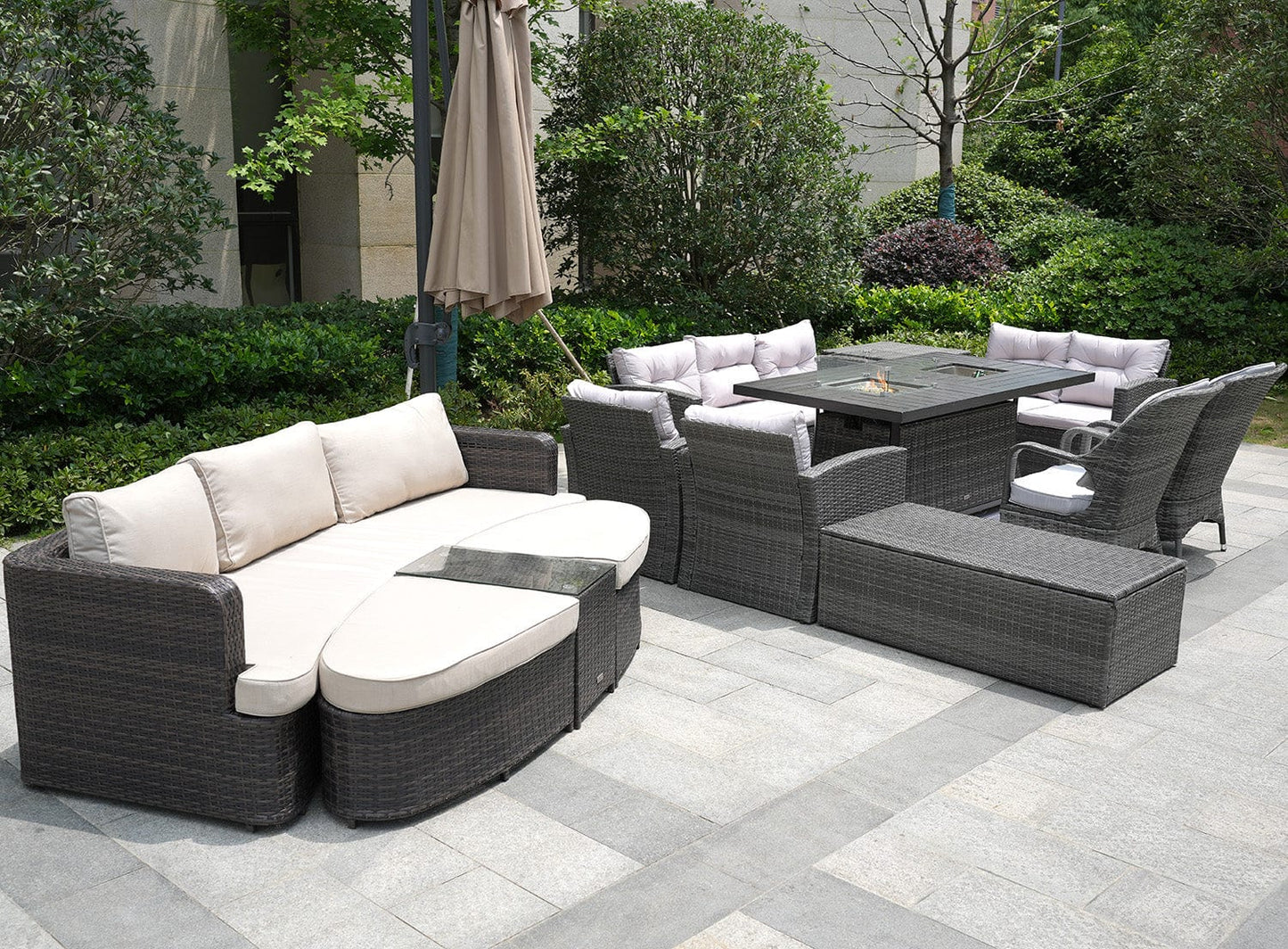 Homeroots 10-Piece Patio Conversation Set With Cushions And Storage Box Outdoor Surplus USA