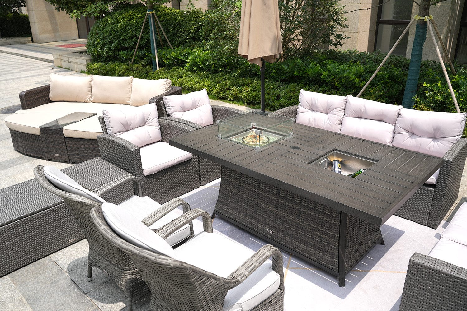 Homeroots 10-Piece Patio Conversation Set With Cushions And Storage Box Outdoor Surplus USA