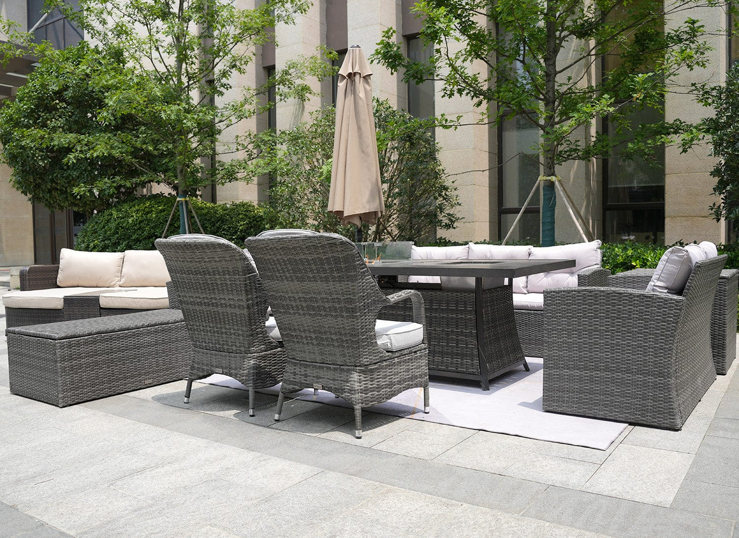 Homeroots 10-Piece Patio Conversation Set With Cushions And Storage Box Outdoor Surplus USA