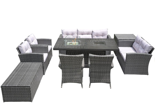 Homeroots 10-Piece Patio Conversation Set With Cushions And Storage Box Outdoor Surplus USA
