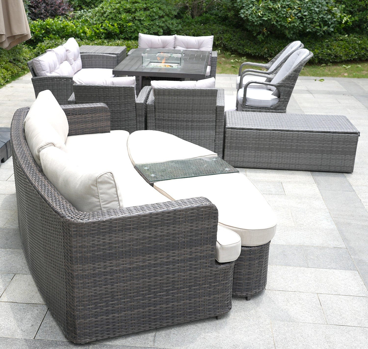 Homeroots 10-Piece Patio Conversation Set With Cushions And Storage Box Outdoor Surplus USA