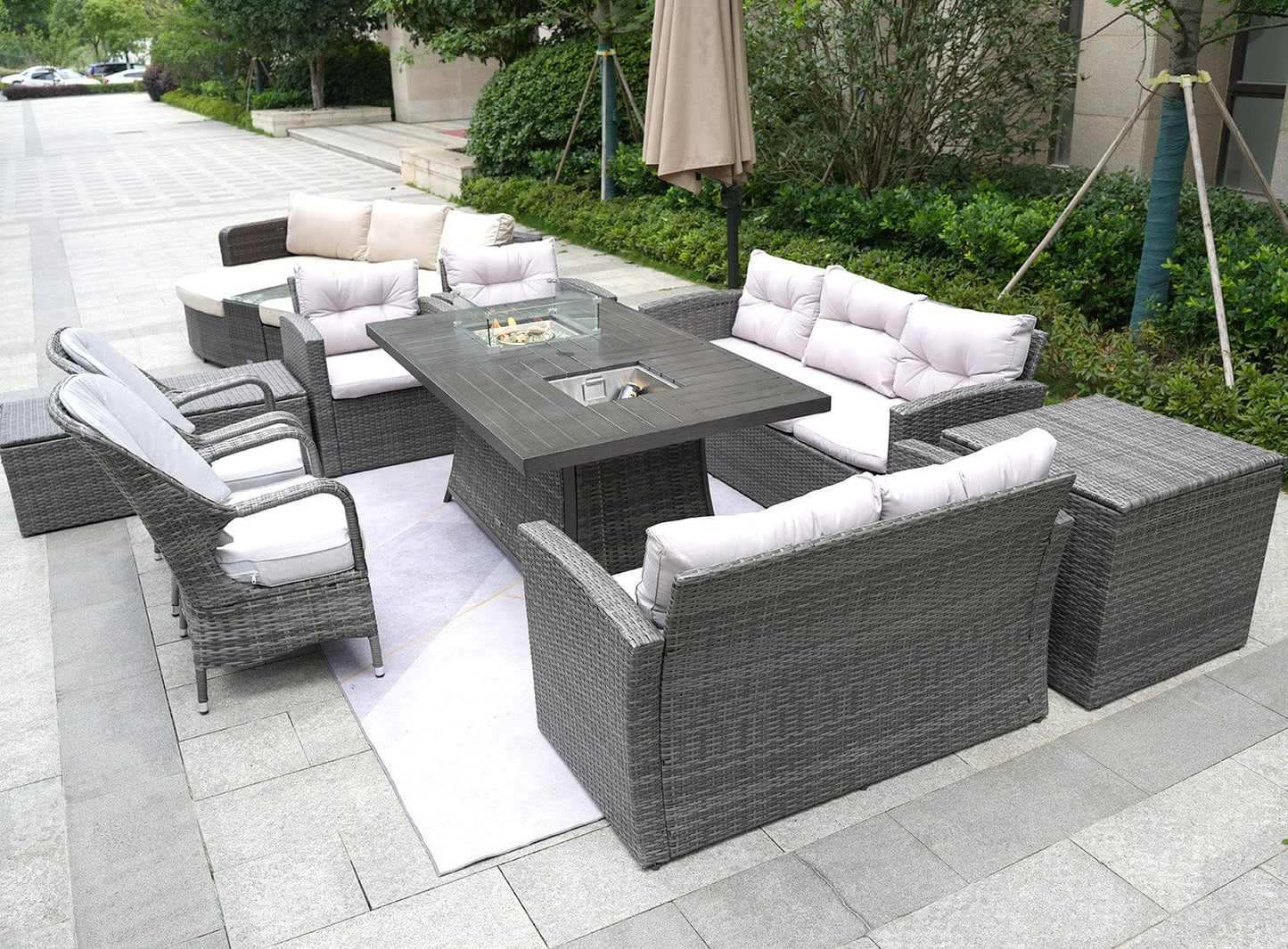 Homeroots 10-Piece Patio Conversation Set With Cushions And Storage Box Outdoor Surplus USA