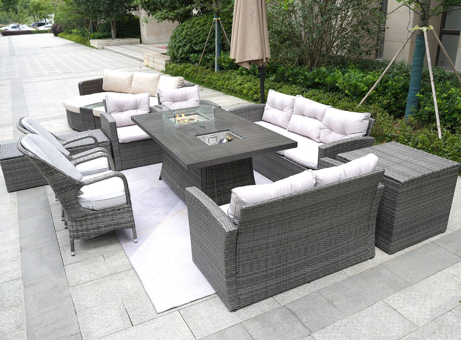 Homeroots 10-Piece Patio Conversation Set With Cushions And Storage Box Outdoor Surplus USA