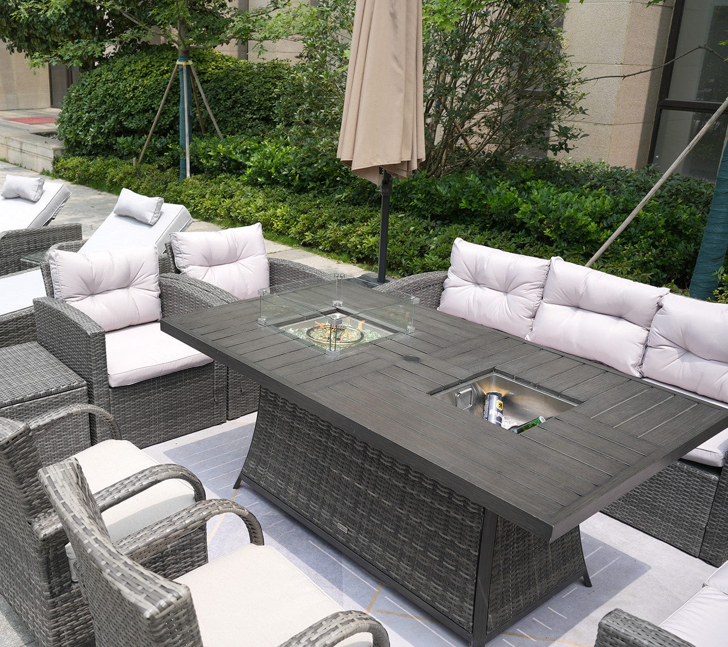 Homeroots 12-Piece Patio Conversation Set With Cushions And Chairs Outdoor Surplus USA