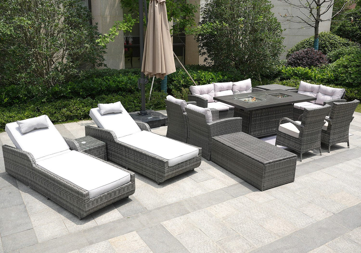 Homeroots 12-Piece Patio Conversation Set With Cushions And Chairs Outdoor Surplus USA