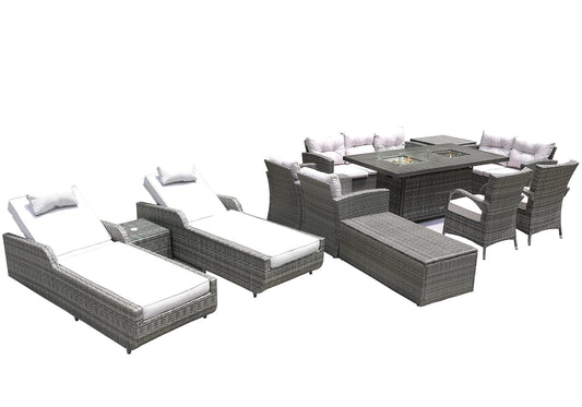 Homeroots 12-Piece Patio Conversation Set With Cushions And Chairs Outdoor Surplus USA