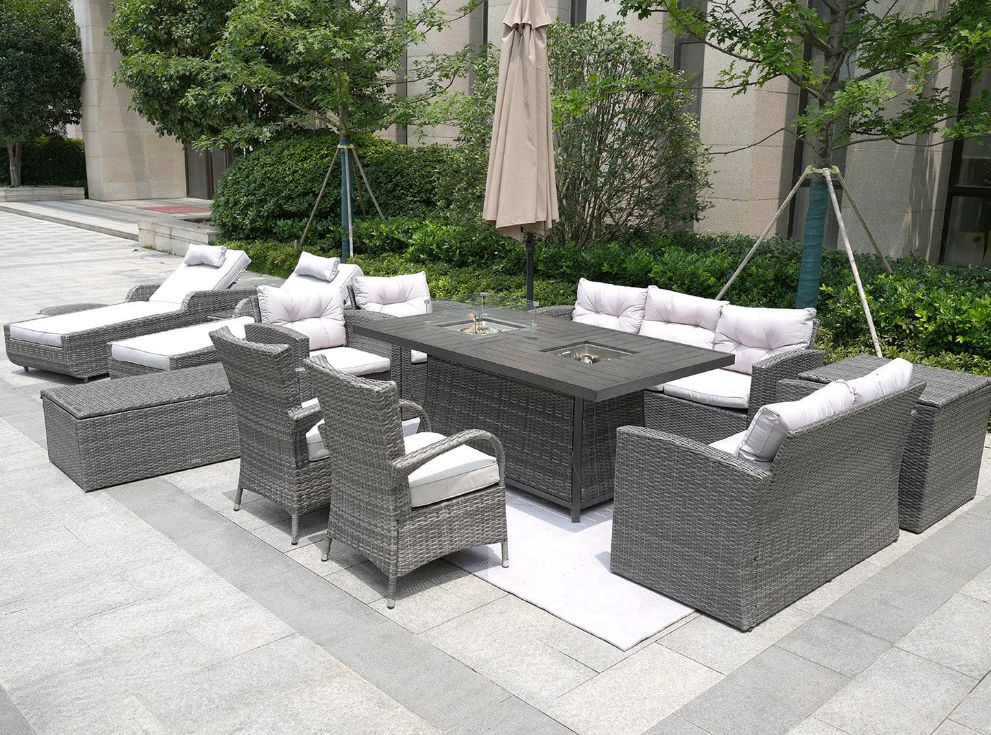 Homeroots 12-Piece Patio Conversation Set With Cushions And Chairs Outdoor Surplus USA